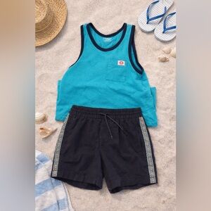 Old Navy Boys Summer Set Tank + Shorts Turquoise Black Beach Style Size - XS/S